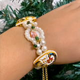 Divine Heritage: Pearl & Meenakari Blessing Bracelet for Sangat