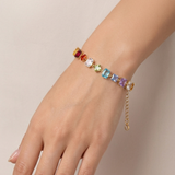 Radiant Spectrum Multi-Color Gemstone Gold Bracelet