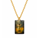 Golden Meadow Graceful Dancer Art Pendant Necklace