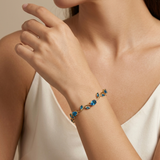 Gold-Plated Azure Blue Leaf Vine Bracelet