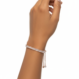 Rose Gold Baguette Cubic Zirconia Adjustable Bolo Bracelet