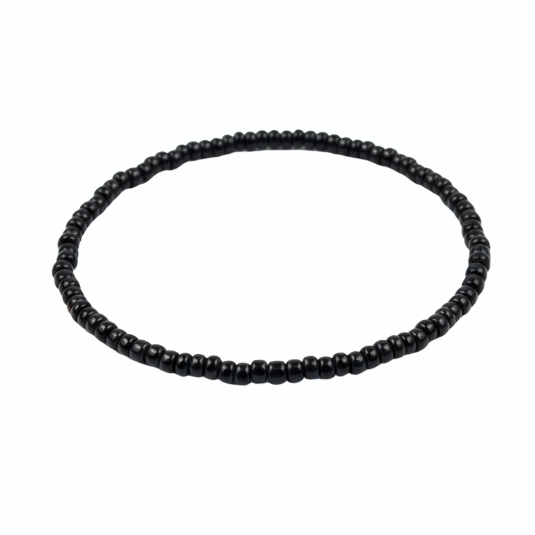 Classic Jet Black Matte Seed Bead Bracelet