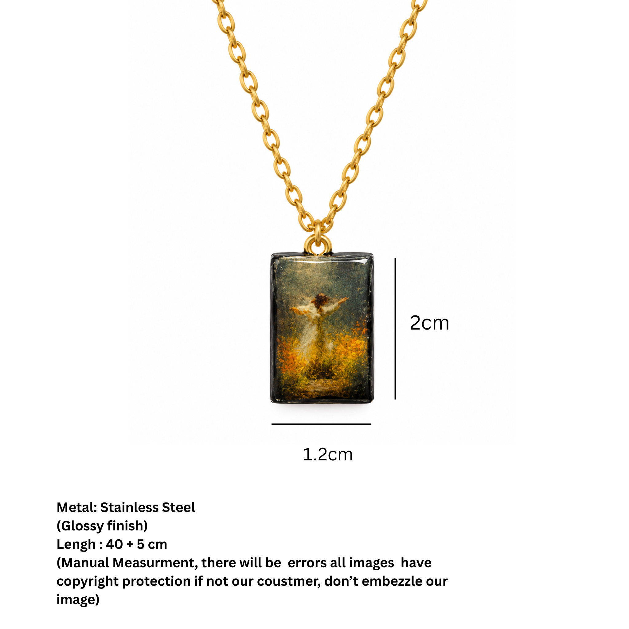 Golden Meadow Graceful Dancer Art Pendant Necklace