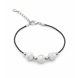 White Marble-Style Howlite Bead Black Cord Bracelet