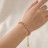Gold-Plated Rose Quartz Baguette Tennis Bracelet