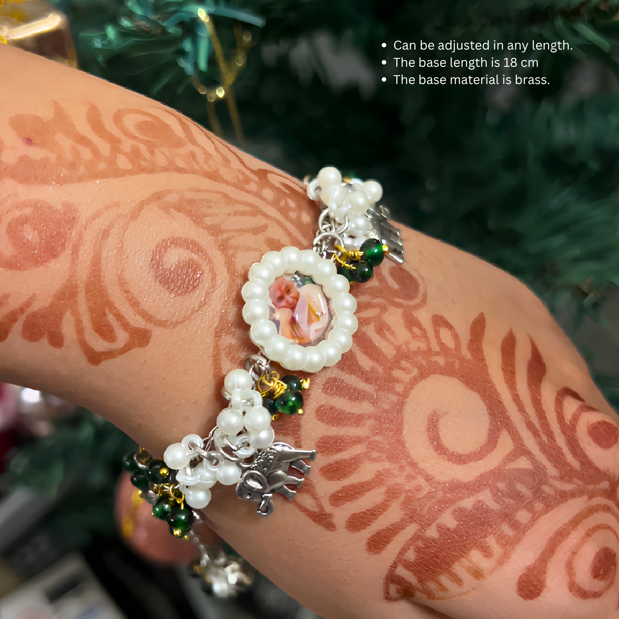 Ethereal Grace: Handcrafted Silver-Finish Divine Charm Bracelet