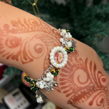 Ethereal Grace: Handcrafted Silver-Finish Divine Charm Bracelet