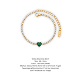 Gold-Plated Emerald Heart Centerpiece Tennis Bracelet