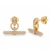 18K Gold Plated Pavé Crystal T-Bar Dangle Earrings