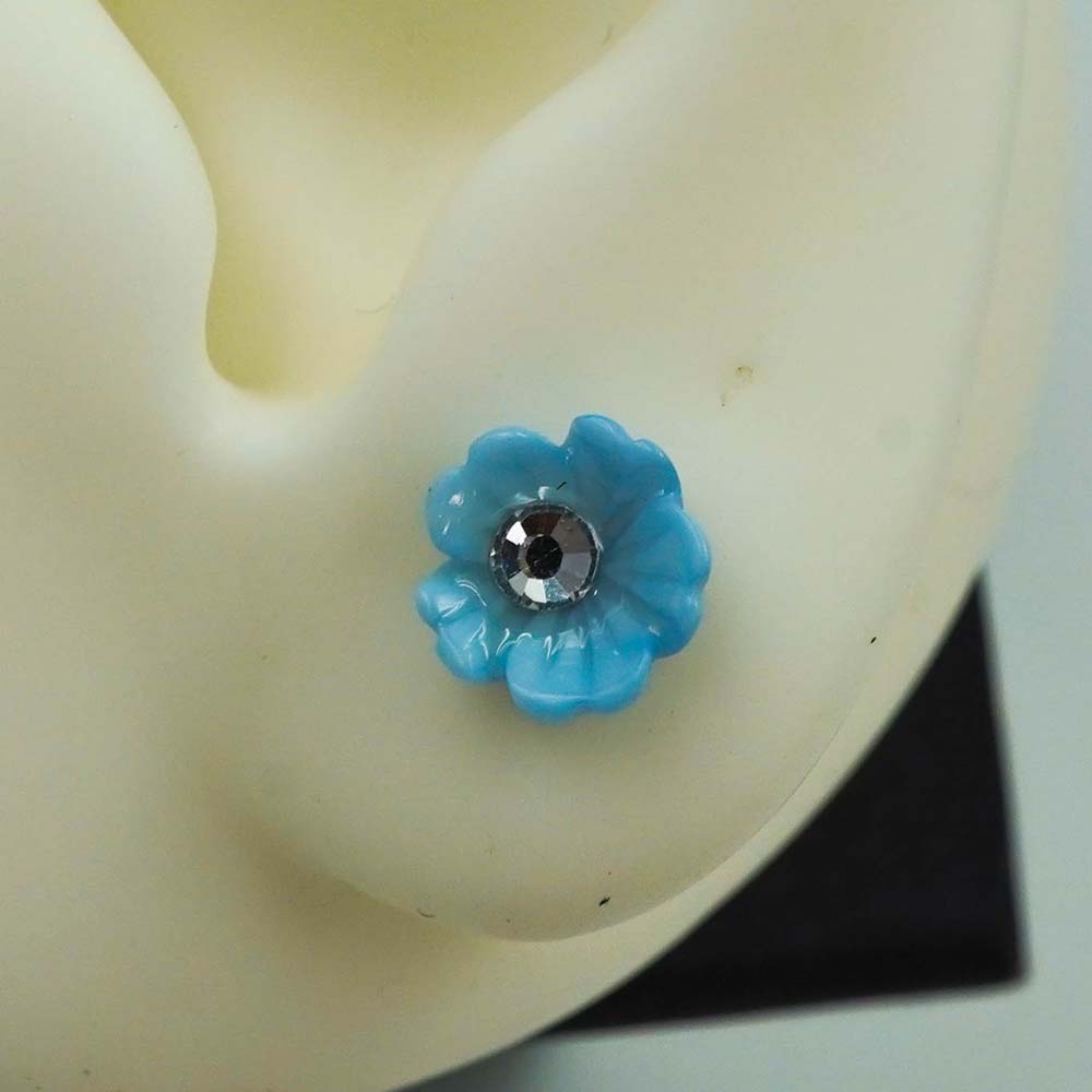 floral blue studs