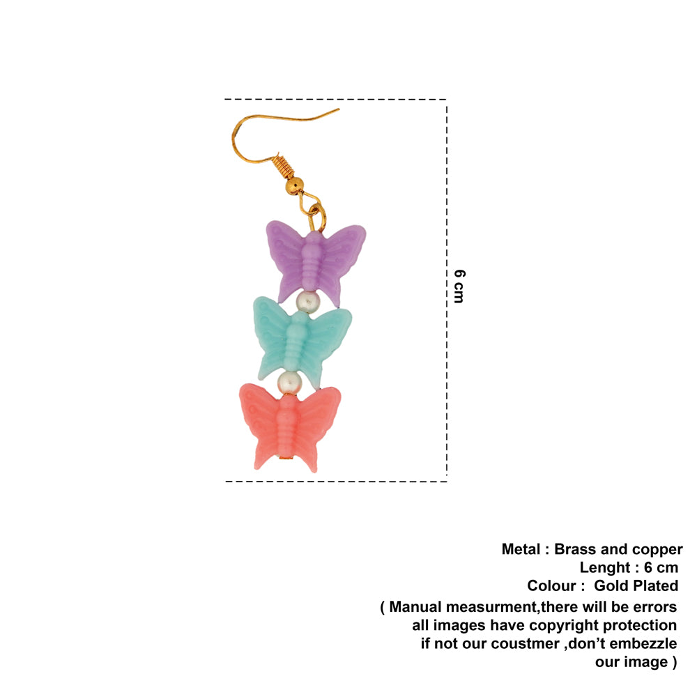 triple multicolour butterfly earring