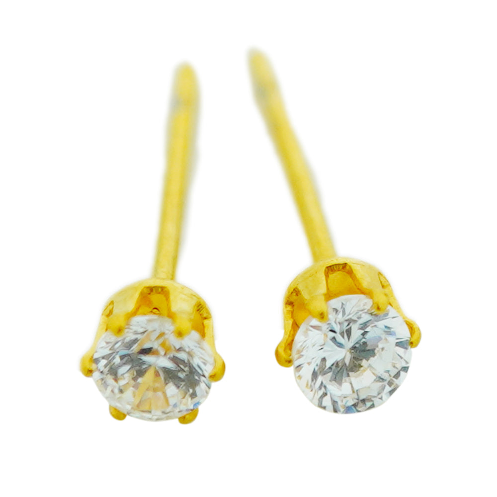 2mm gold plated zircon studs