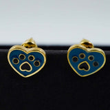 paw heart studs