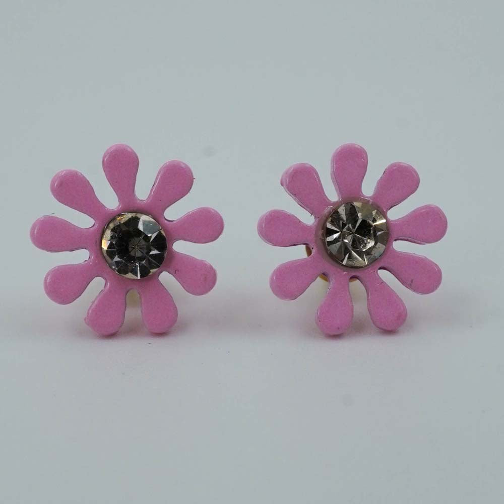 pink flower studs D1128