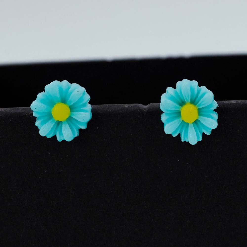 cyan flower studs