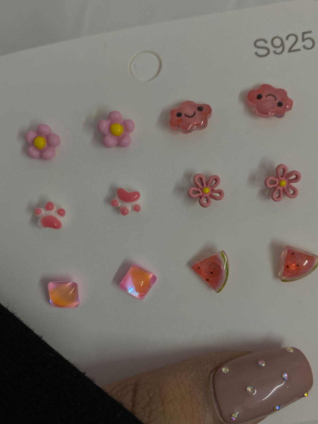 Cute 6 set of red pink ear studs