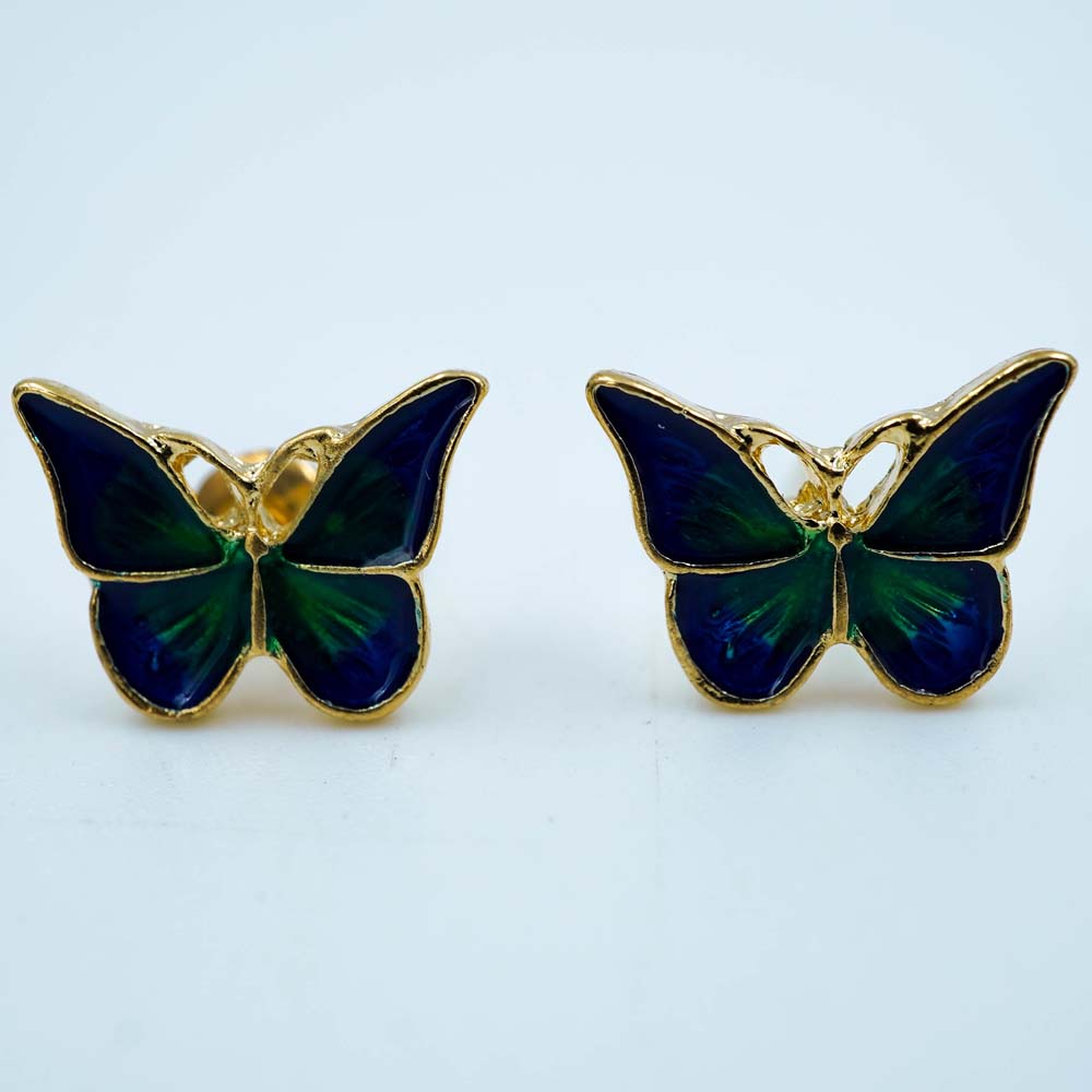 blue green butterfly studs