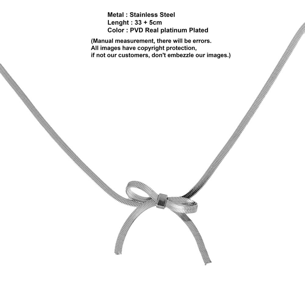 Thin Silver bow pendant