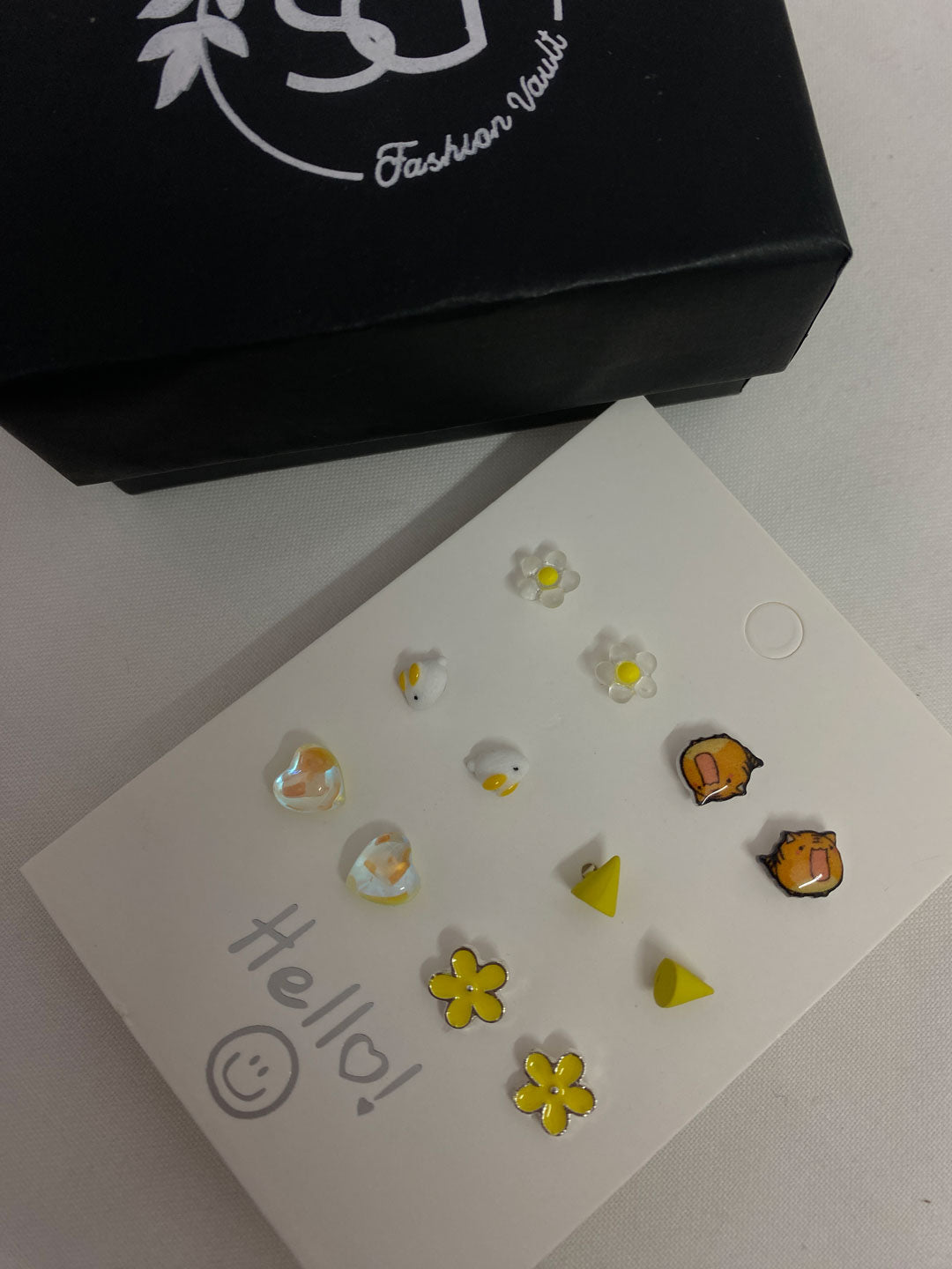 Yellow toned silver needle studs