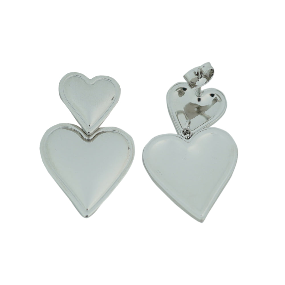 double heart studs
