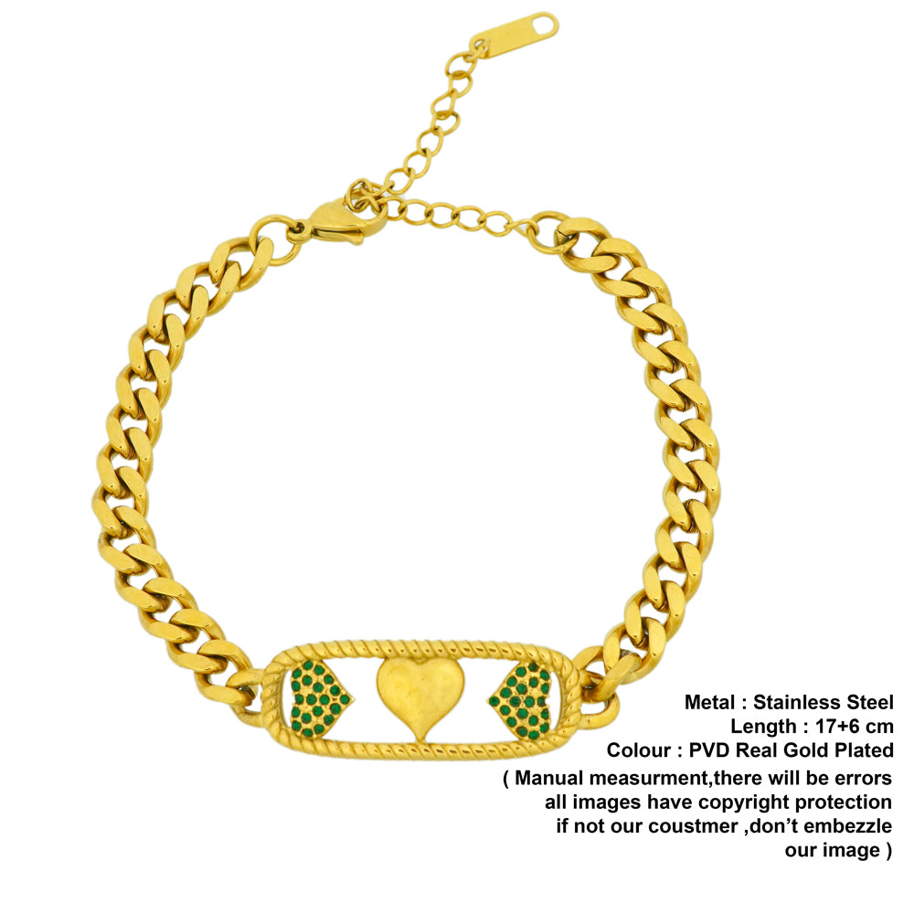 Striking heart cuban link chain bracelet