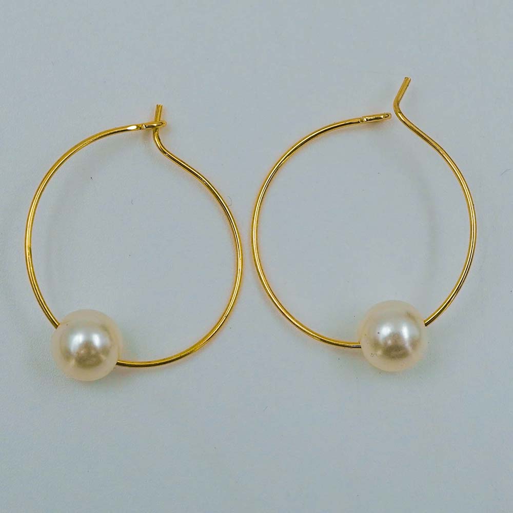 single pearl hoops