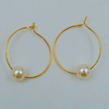 single pearl hoops