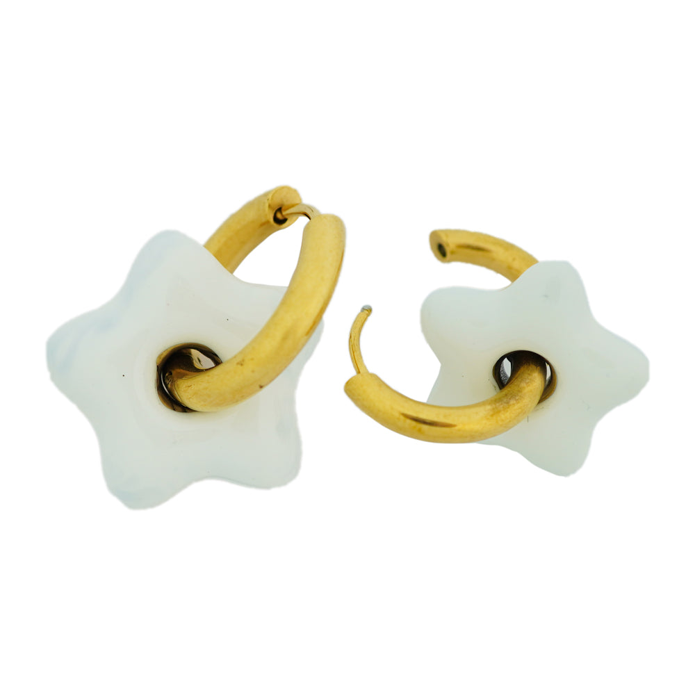 White Enamel Starred Hoops D394