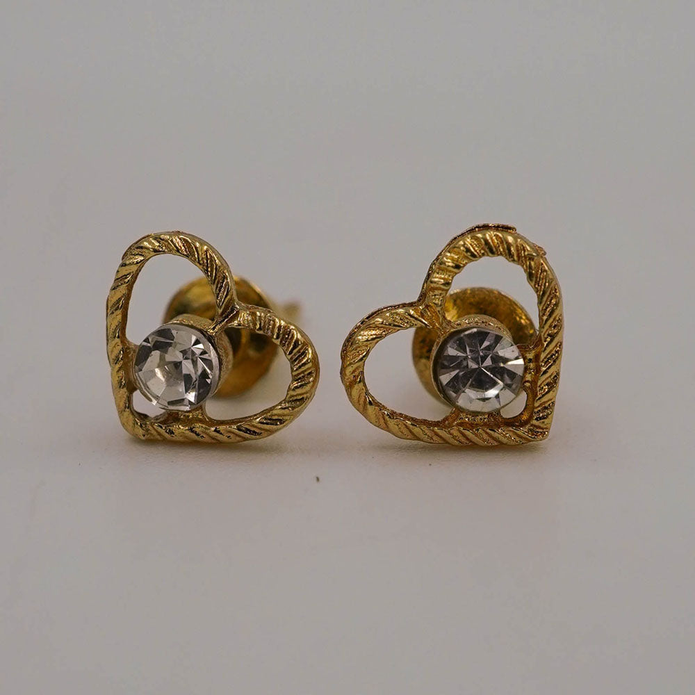 hollow heart zircon studs  D770