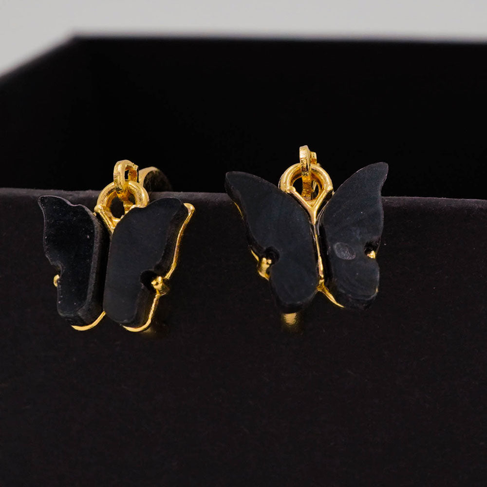 enamel black butterfly earrings