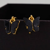 enamel black butterfly earrings