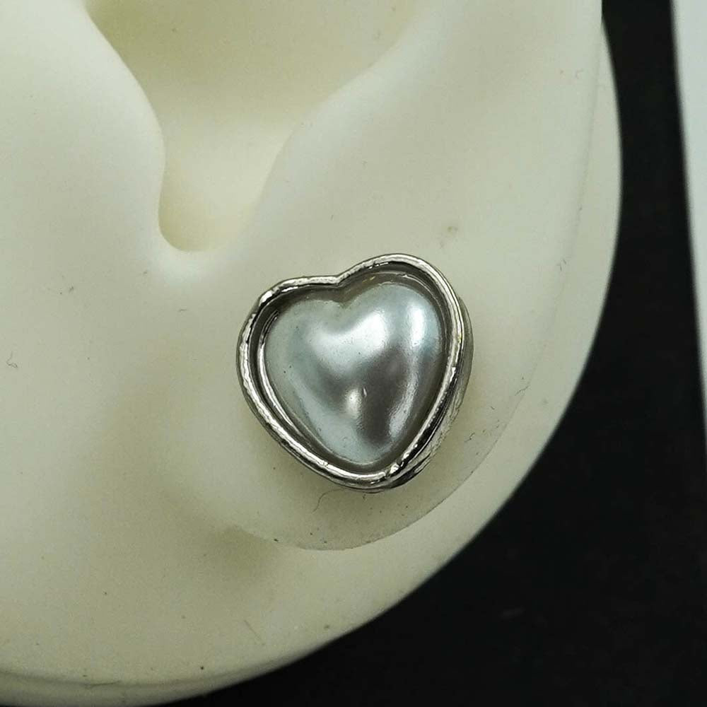 heart shaped silver studs
