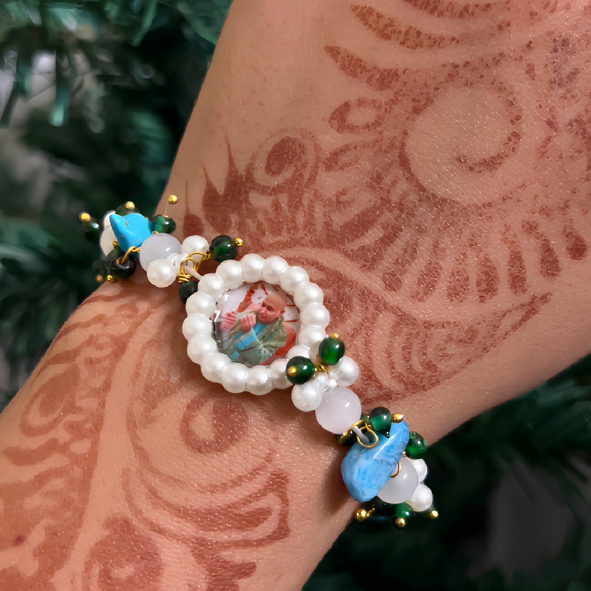 Sacred Harmony: Handcrafted Spiritual Pearl & Gemstone Bracelet