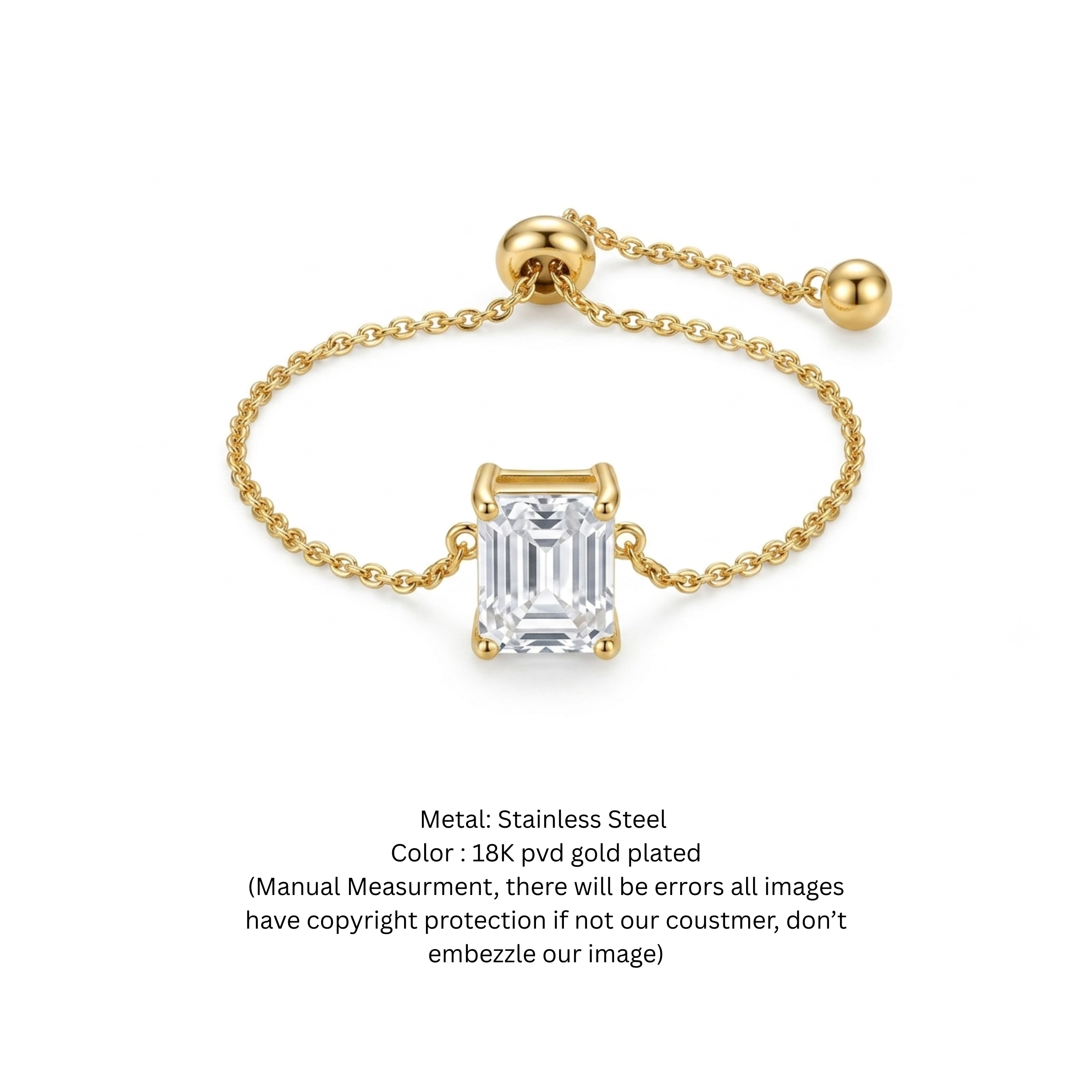 Interstellar Aura Emerald Cut Adjustable Chain Ring