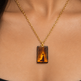Golden Aura Meditative Soul Art Pendant Necklace