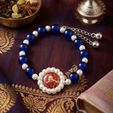 Divine Radiance: Guruji Swarup Cobalt Blue & Pearl Bracelet