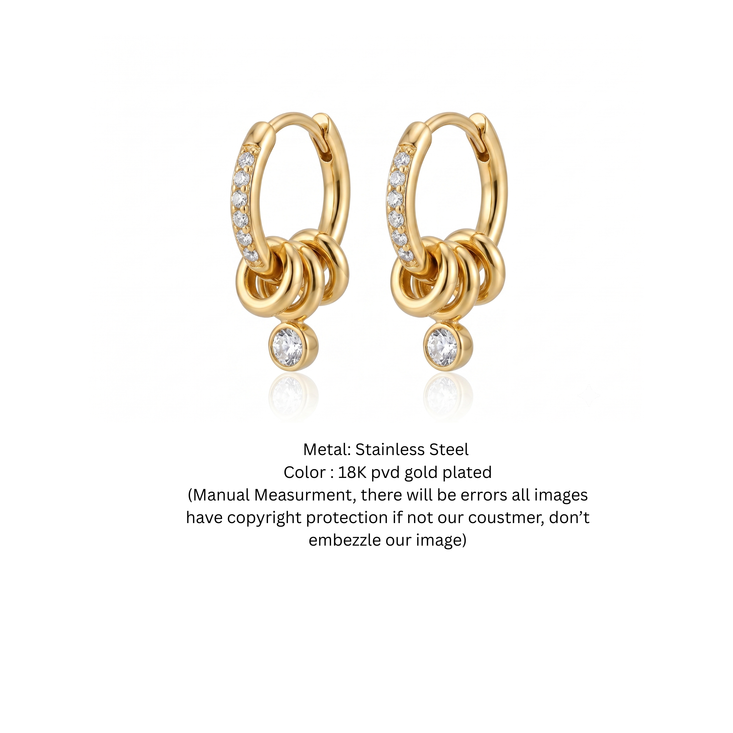 Gold-Plated Interlocking Ring Huggie Earrings