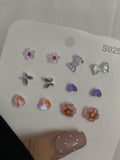 6 set of purple season studs