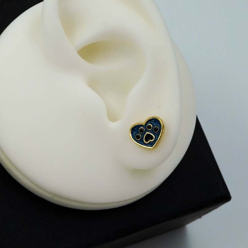 paw heart studs
