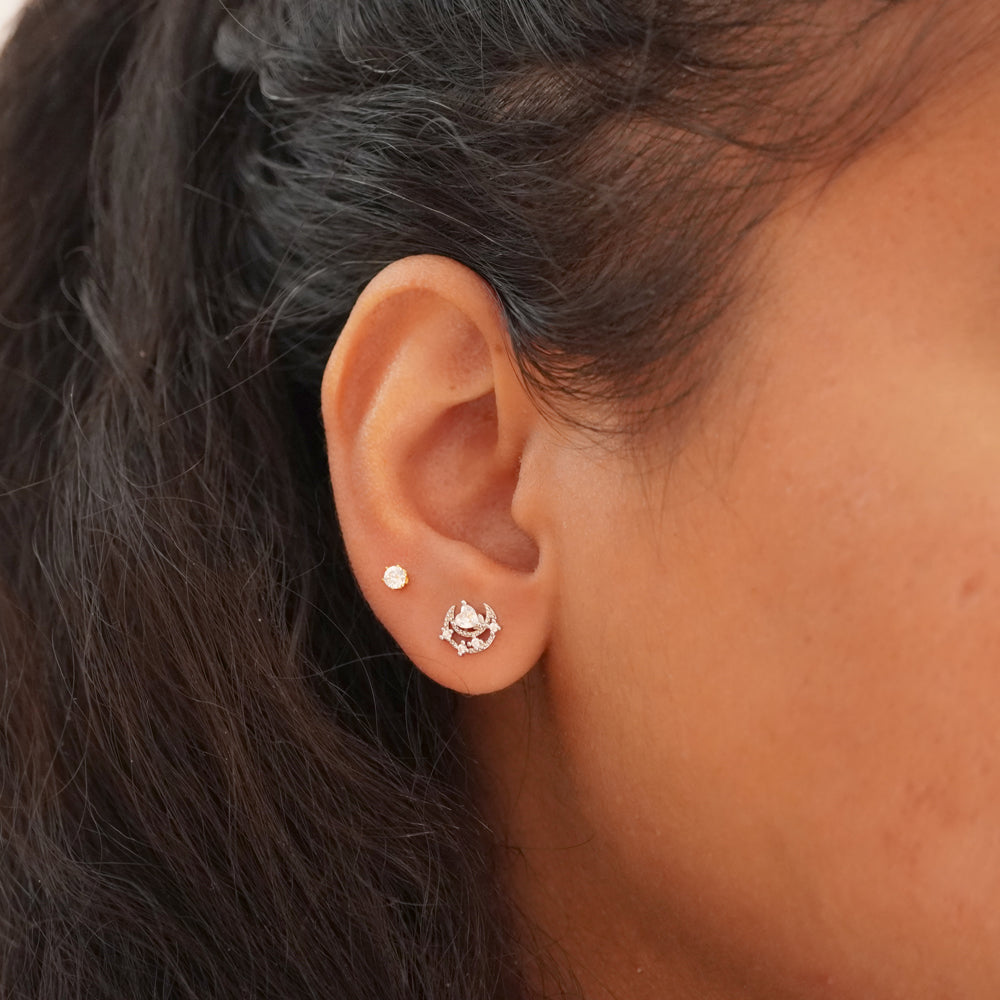 enchanted silver plated moon studs