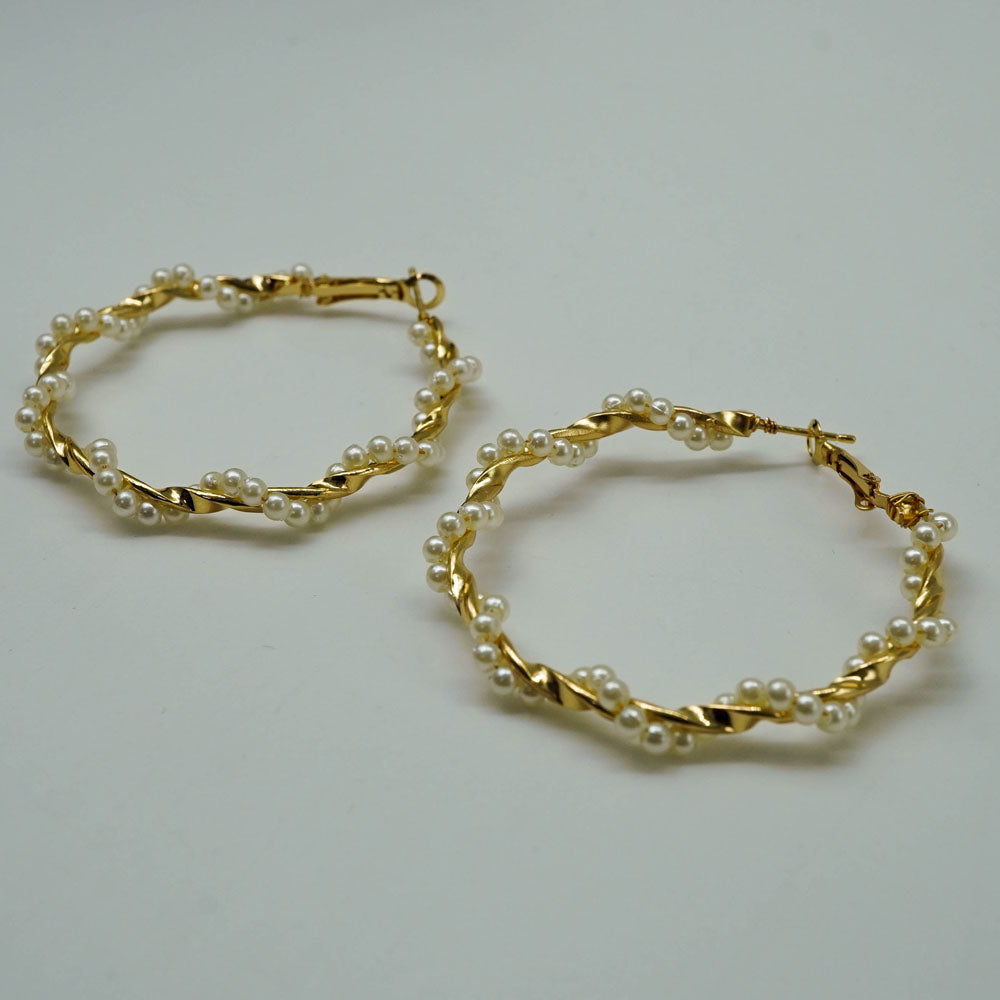 twisted pearl layered hoops