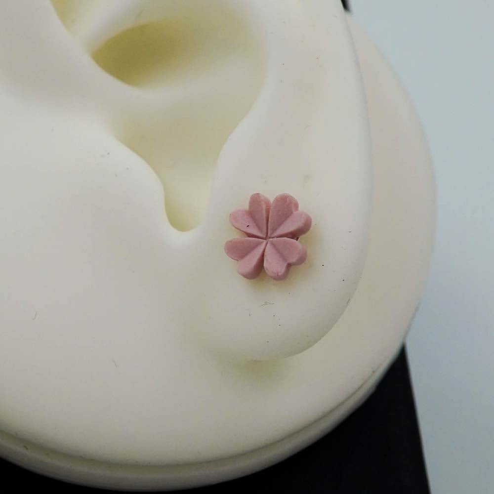 baby pink flower studs