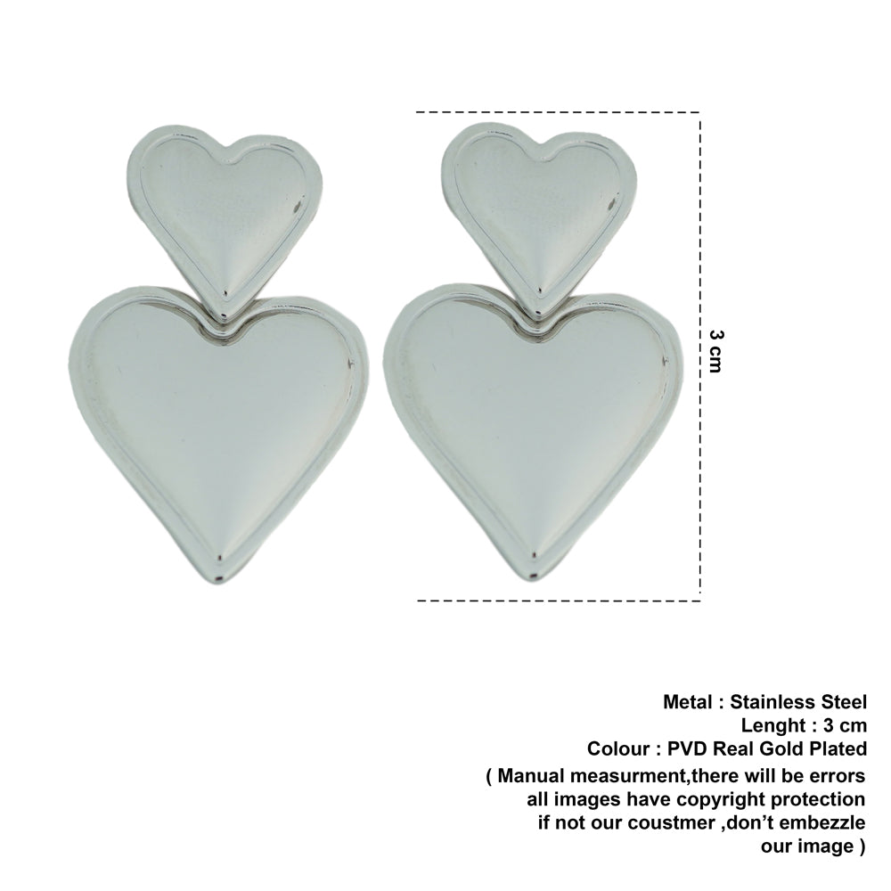 double heart studs