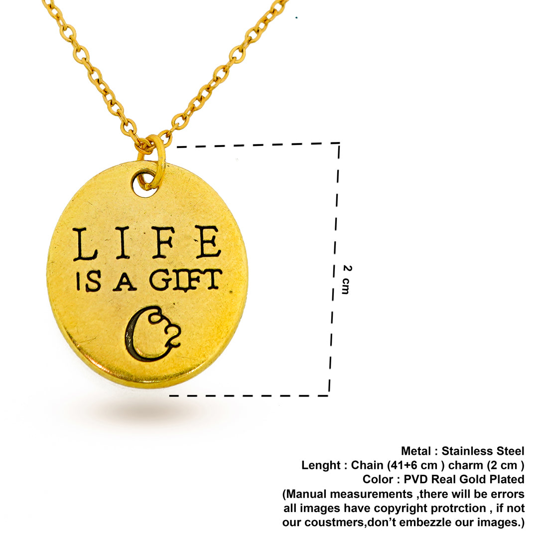 life is a gift pendent both side engraved