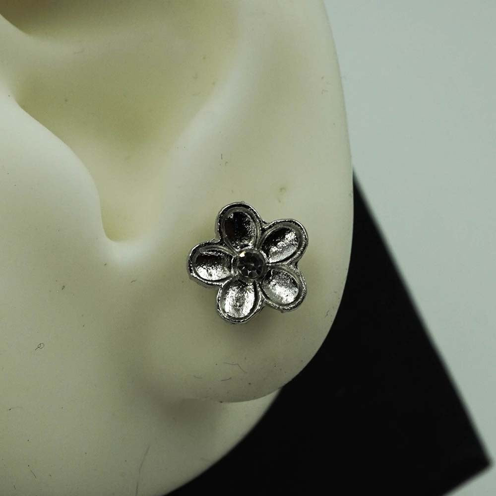 silver flower studs