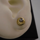 Rounded zircon studded studs d766