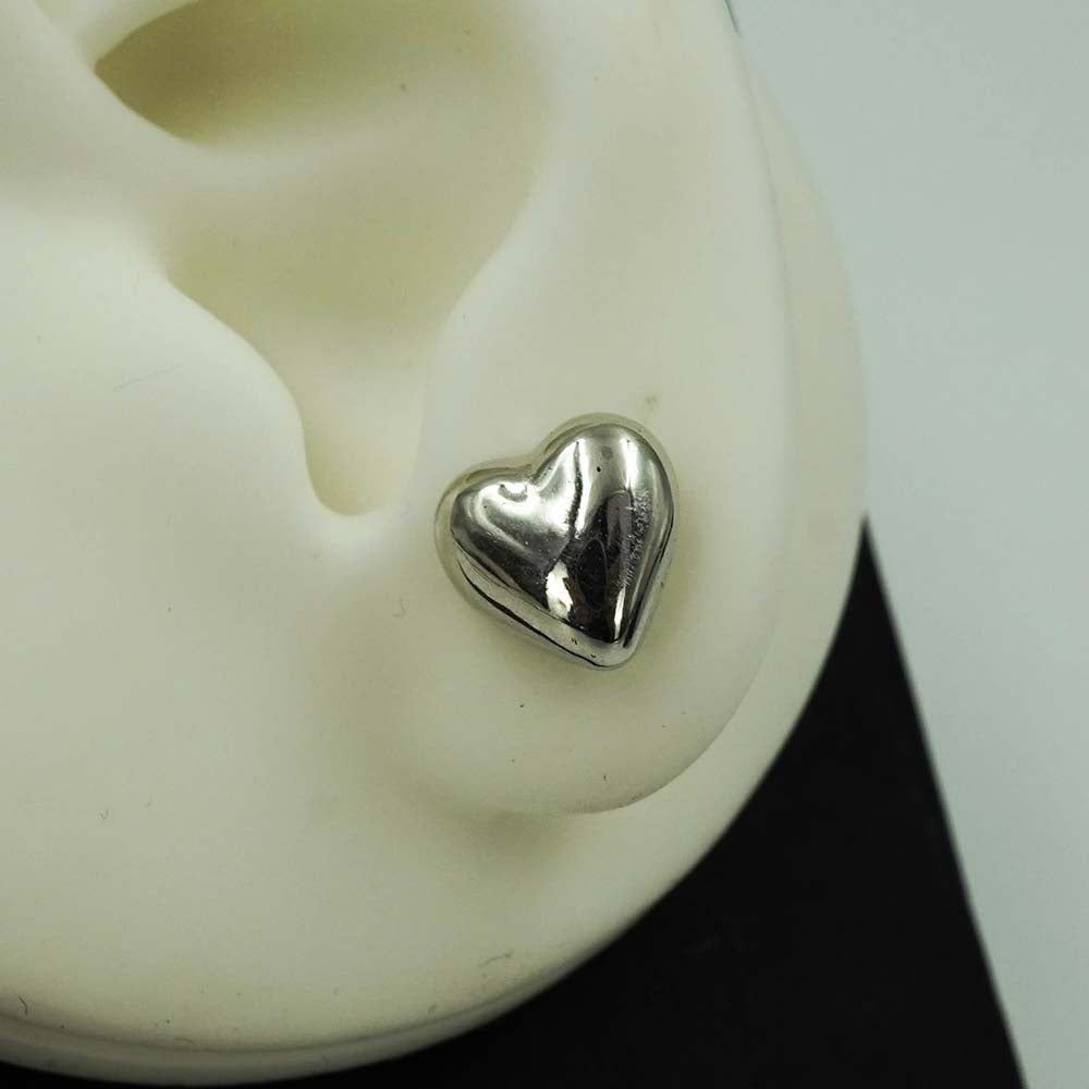 heart shaped silver studs