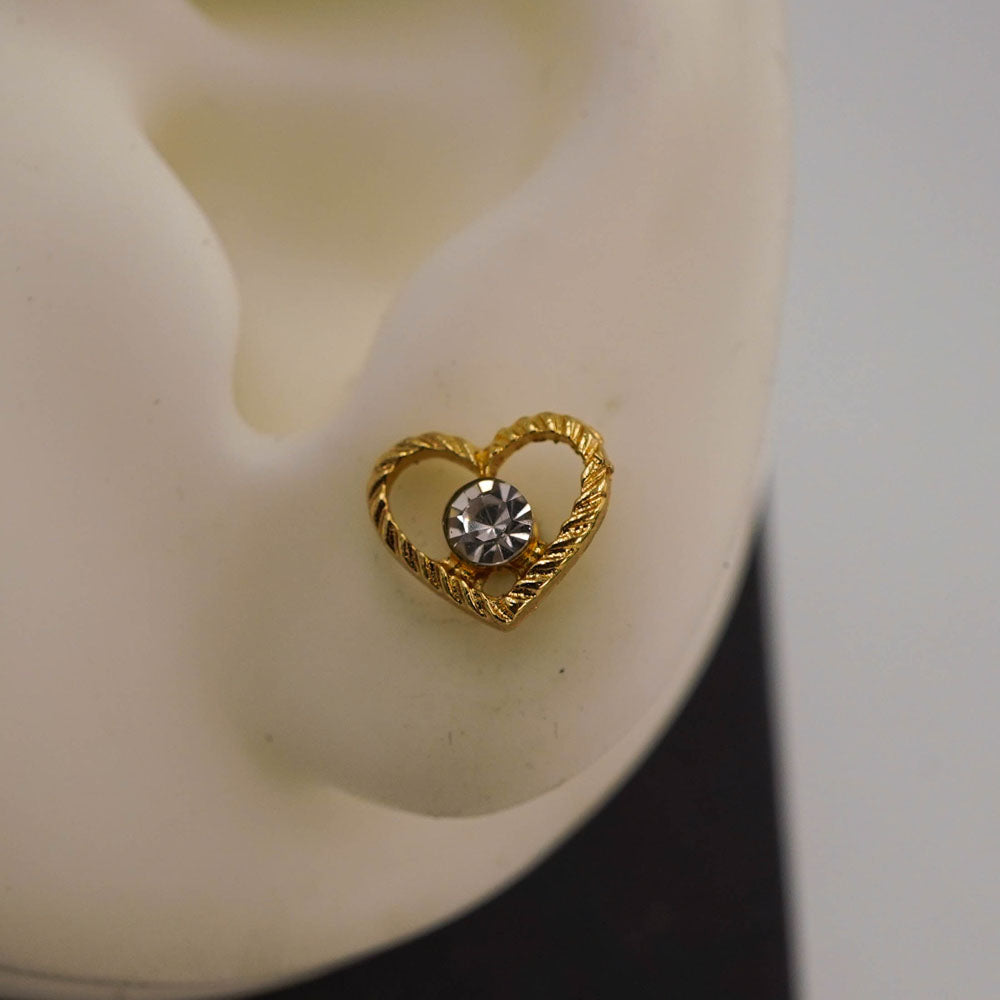 hollow heart zircon studs  D770