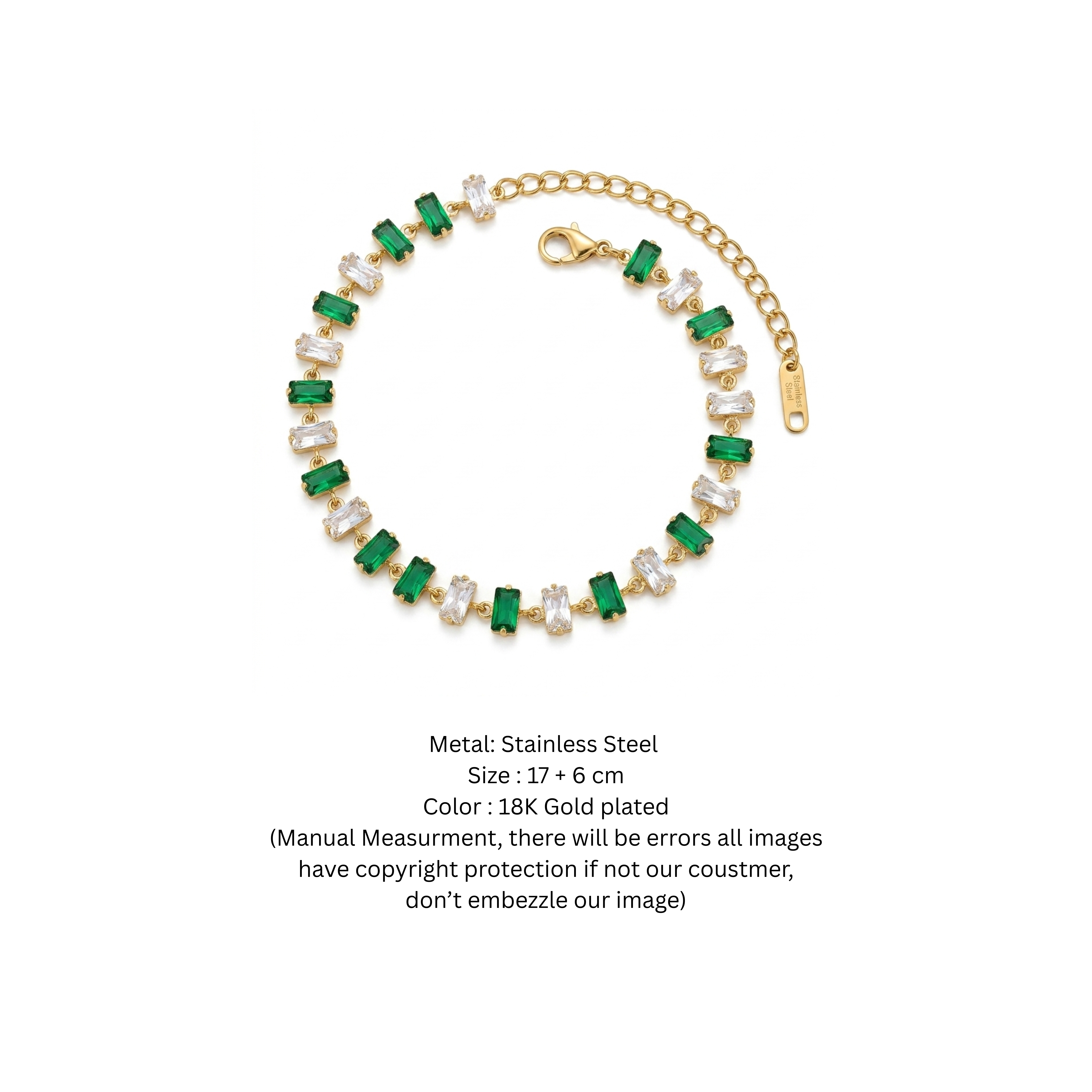 Emerald Isle Baguette Crystal Gold-Plated Bracelet
