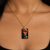 Classical Red Poppy Marble Bust Art Pendant Necklace
